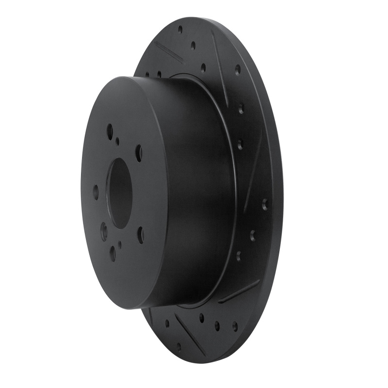 Toyota Highlander Brake Rotor (1) - Rear Right - R1 Concepts - Drilled & Slotted - Black - `08-`13